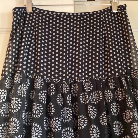 Tiered Maxi Skirt Black & White Polka Dots Vintage ReWork UPWork Anthropologie - Picture 6 of 9